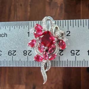 New Raspberry Rhodolite Garnet 925 Sterling Silver Floral Bouquet Pendant